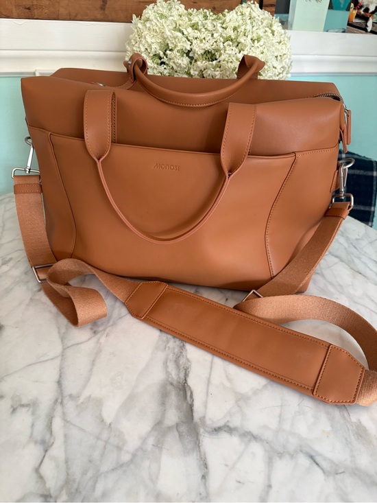 Monos Handbags - Monos Metro Duffle: Minimalist Tan Duffle Bag with Adjustable Strap
